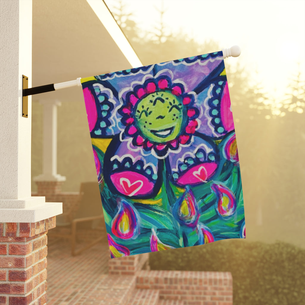 "April Showers" Garden Flag – Colorful Floral House Banner