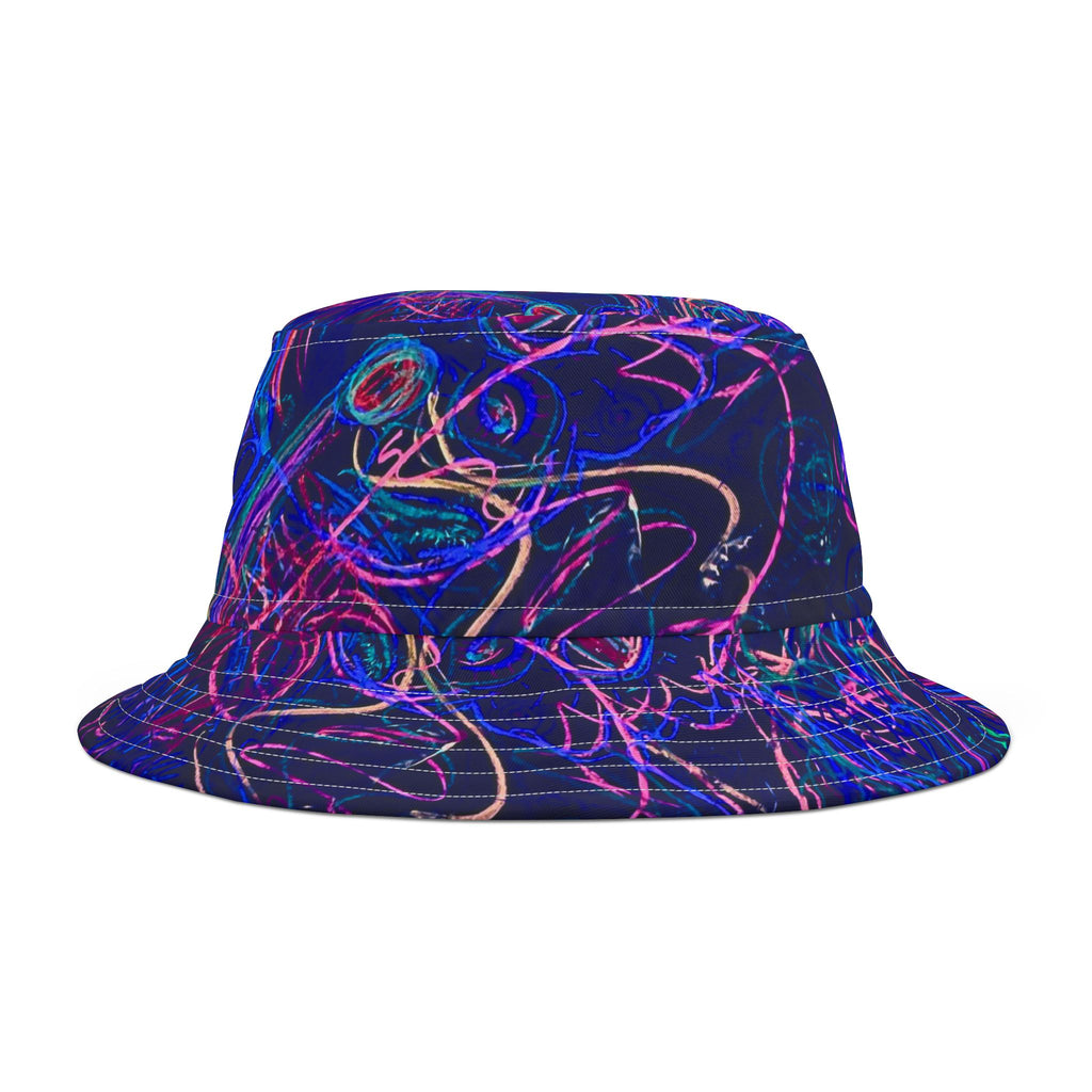 Neon "Reptile Aliens made of Light" Bucket Hat | Abstract Psychedelic Pattern