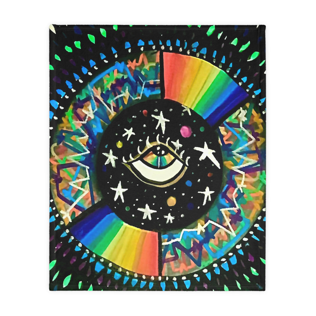 "Cosmic Heartbeat Rainbow Love" — Psychedelic Cosmic Velveteen Throw