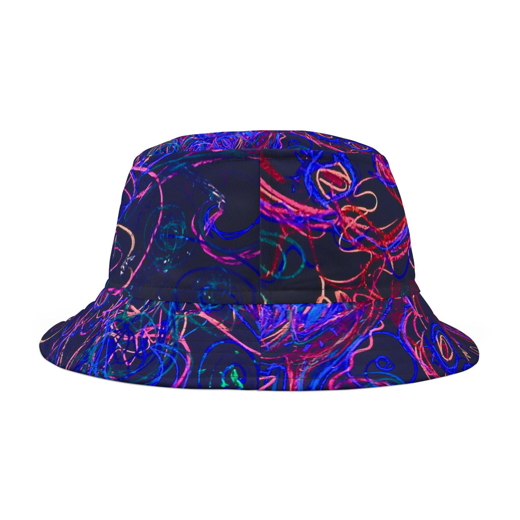 Neon "Reptile Aliens made of Light" Bucket Hat | Abstract Psychedelic Pattern