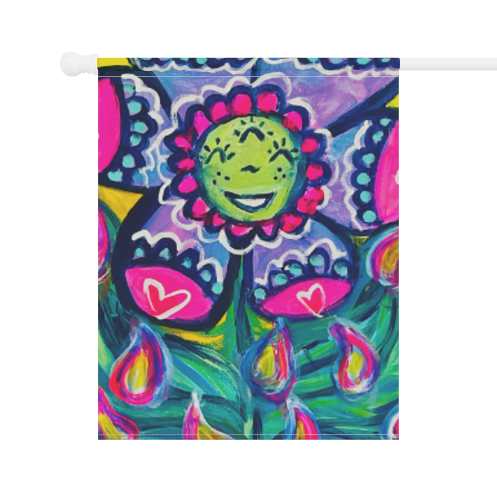 "April Showers" Garden Flag – Colorful Floral House Banner