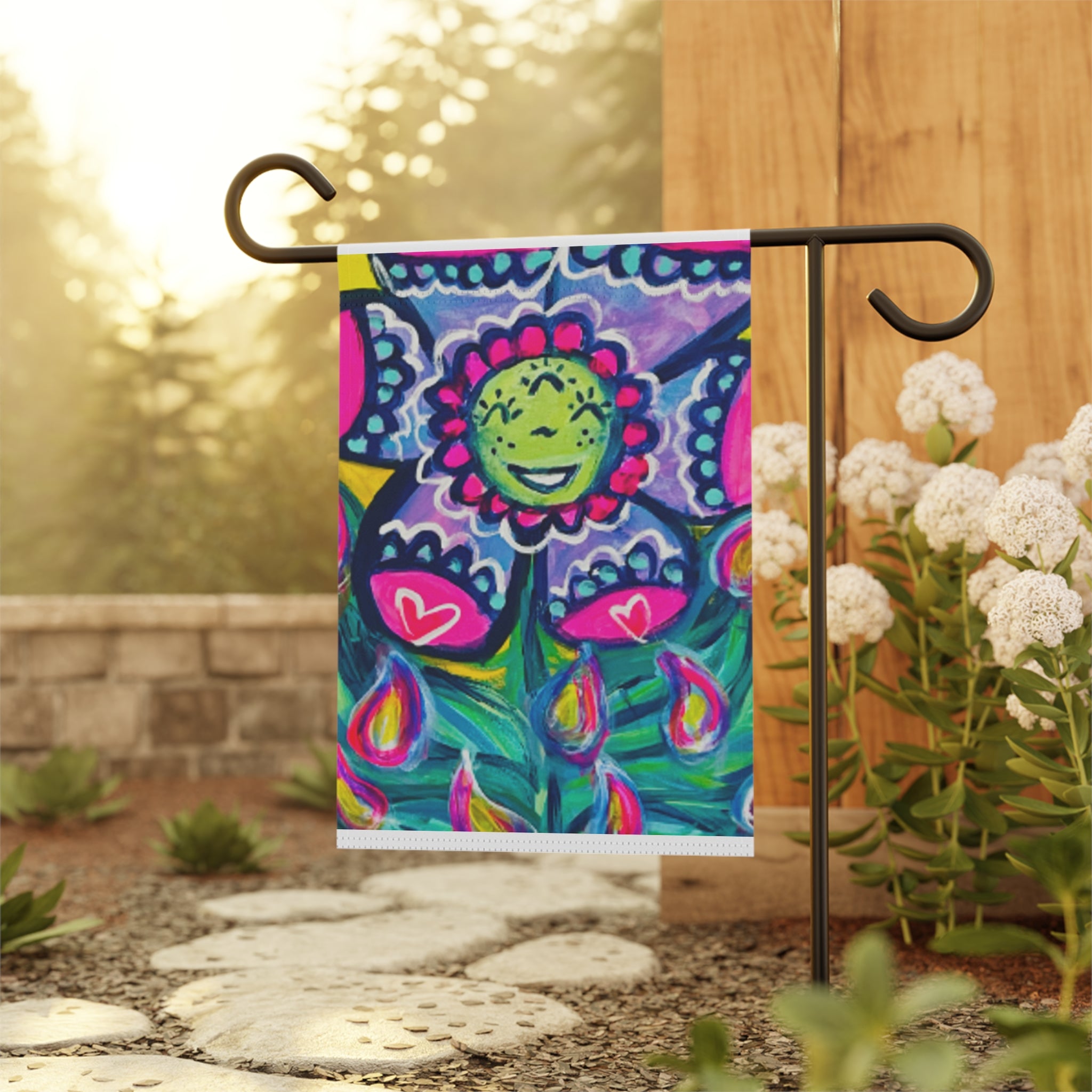 "April Showers" Garden Flag – Colorful Floral House Banner
