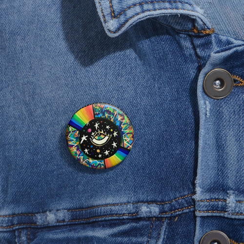 "Cosmic Heartbeat Rainbow Love" Psychedelic Pin