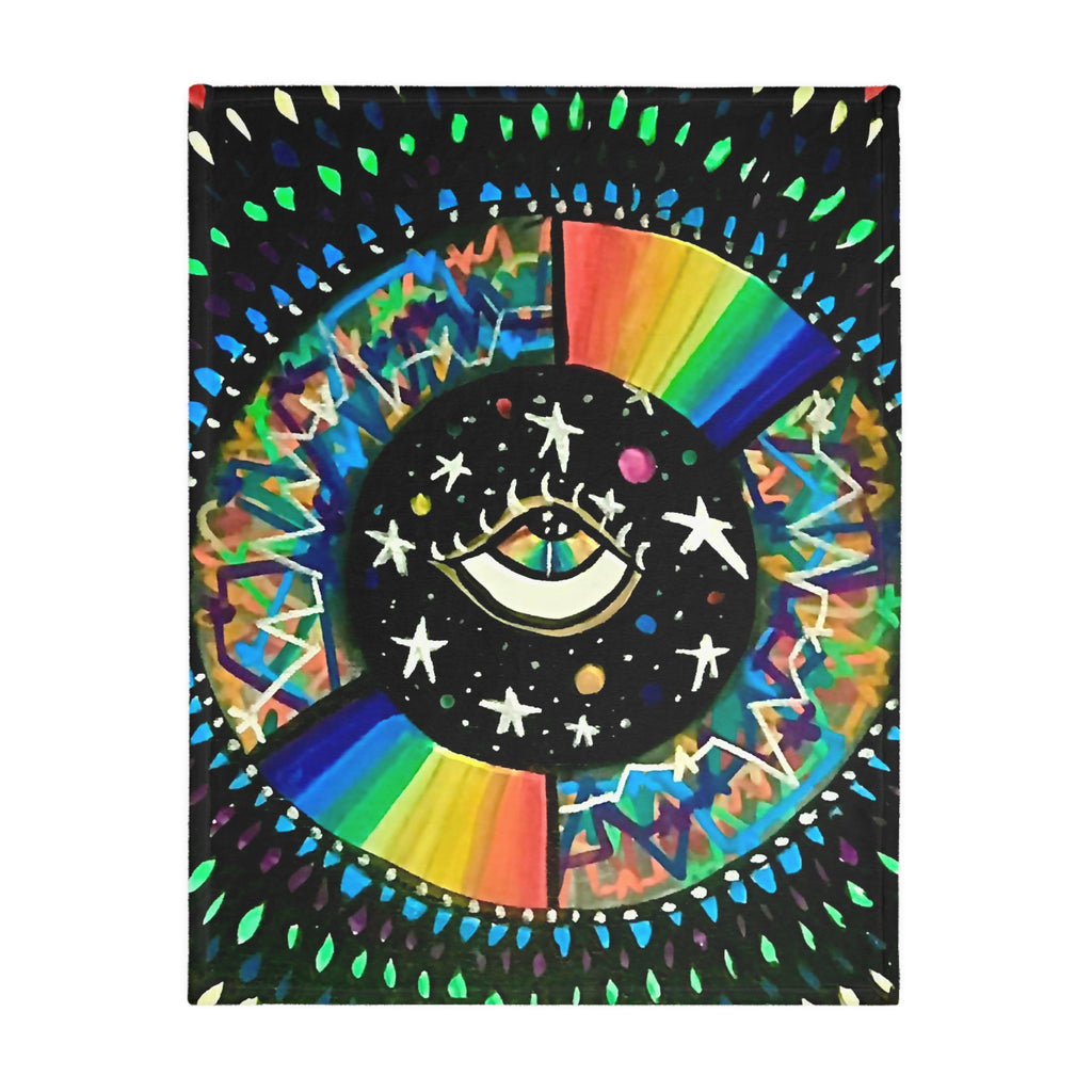 "Cosmic Heartbeat Rainbow Love" — Psychedelic Cosmic Velveteen Throw