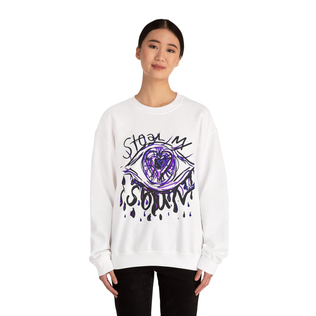 Steal my Soul sweatshirt | hand-drawn purple heart eye graphic