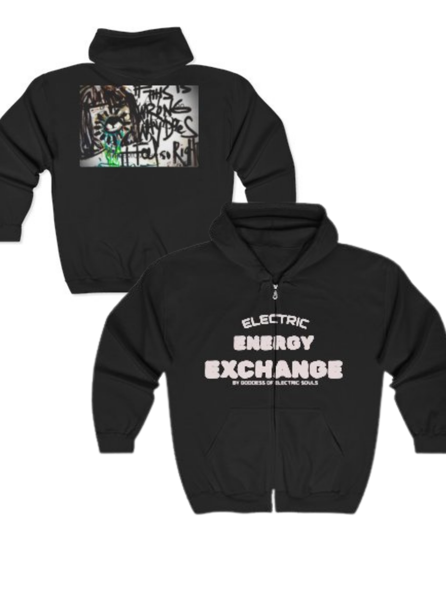 Graffiti Oozy Eye Illustration Zip Hoodie | Electric Energy Exchange Graphic