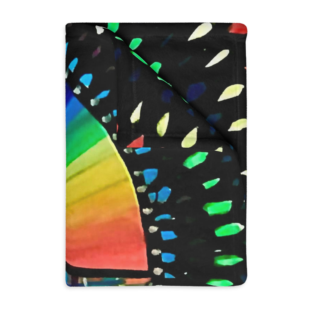 "Cosmic Heartbeat Rainbow Love" — Psychedelic Cosmic Velveteen Throw