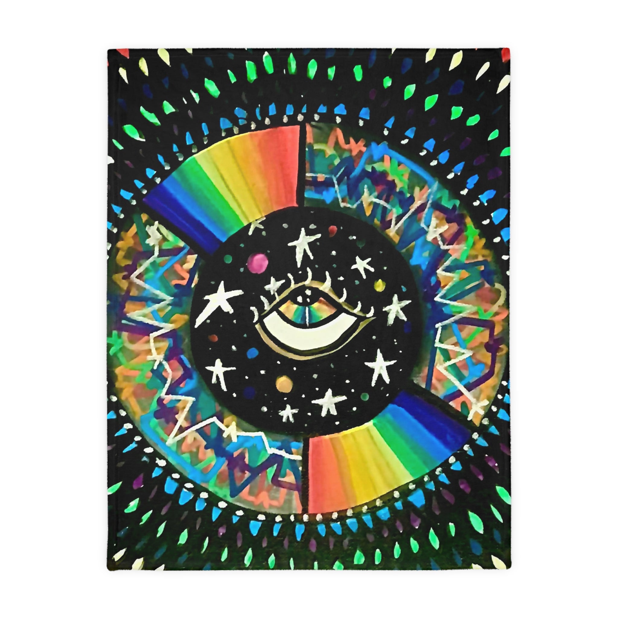 "Cosmic Heartbeat Rainbow Love" — Psychedelic Cosmic Velveteen Throw