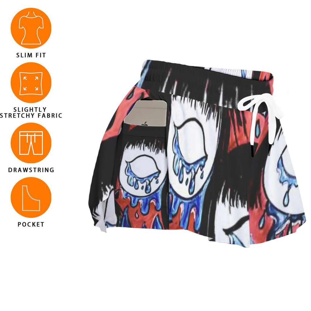 "I can't see through the Tears" Women's Sport Skorts With Pocket
