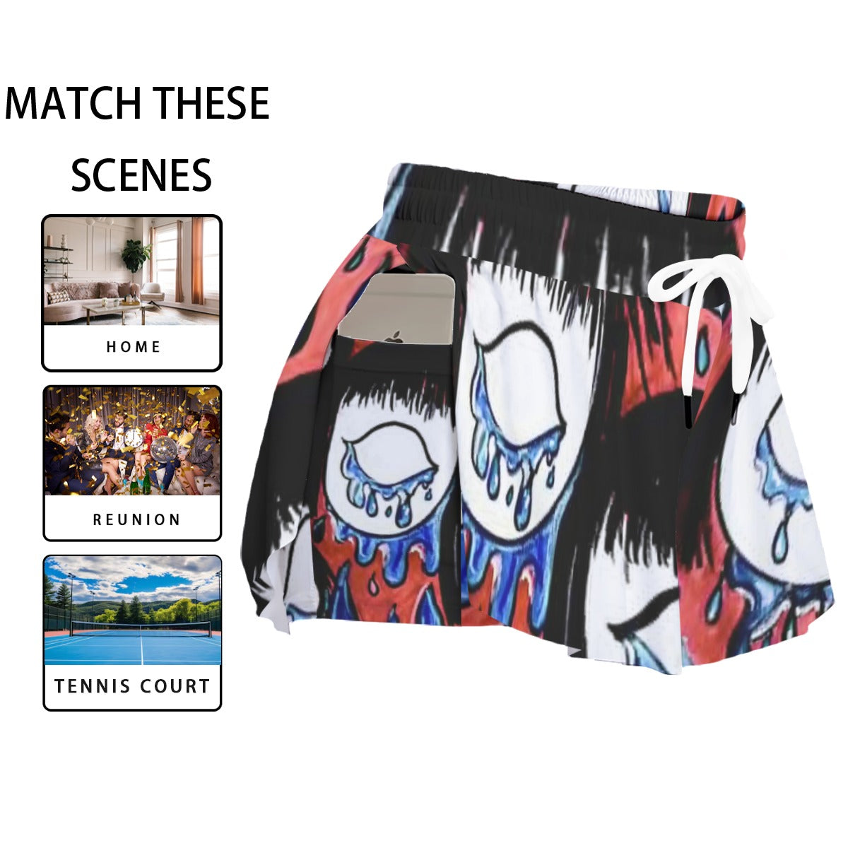 "I can't see through the Tears" Women's Sport Skorts With Pocket