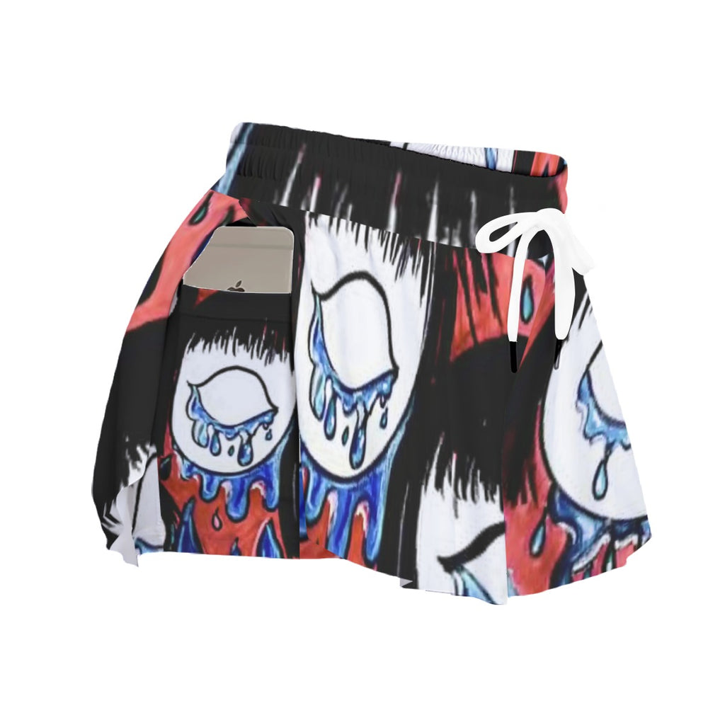 "I can't see through the Tears" Women's Sport Skorts With Pocket
