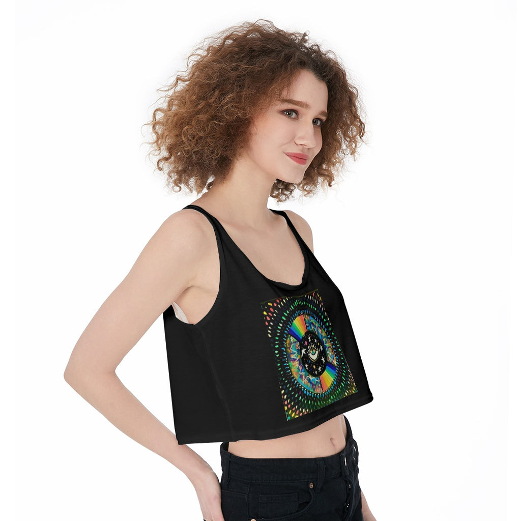 Cosmic Heartbeat Rainbow Love Crop-Tank Top