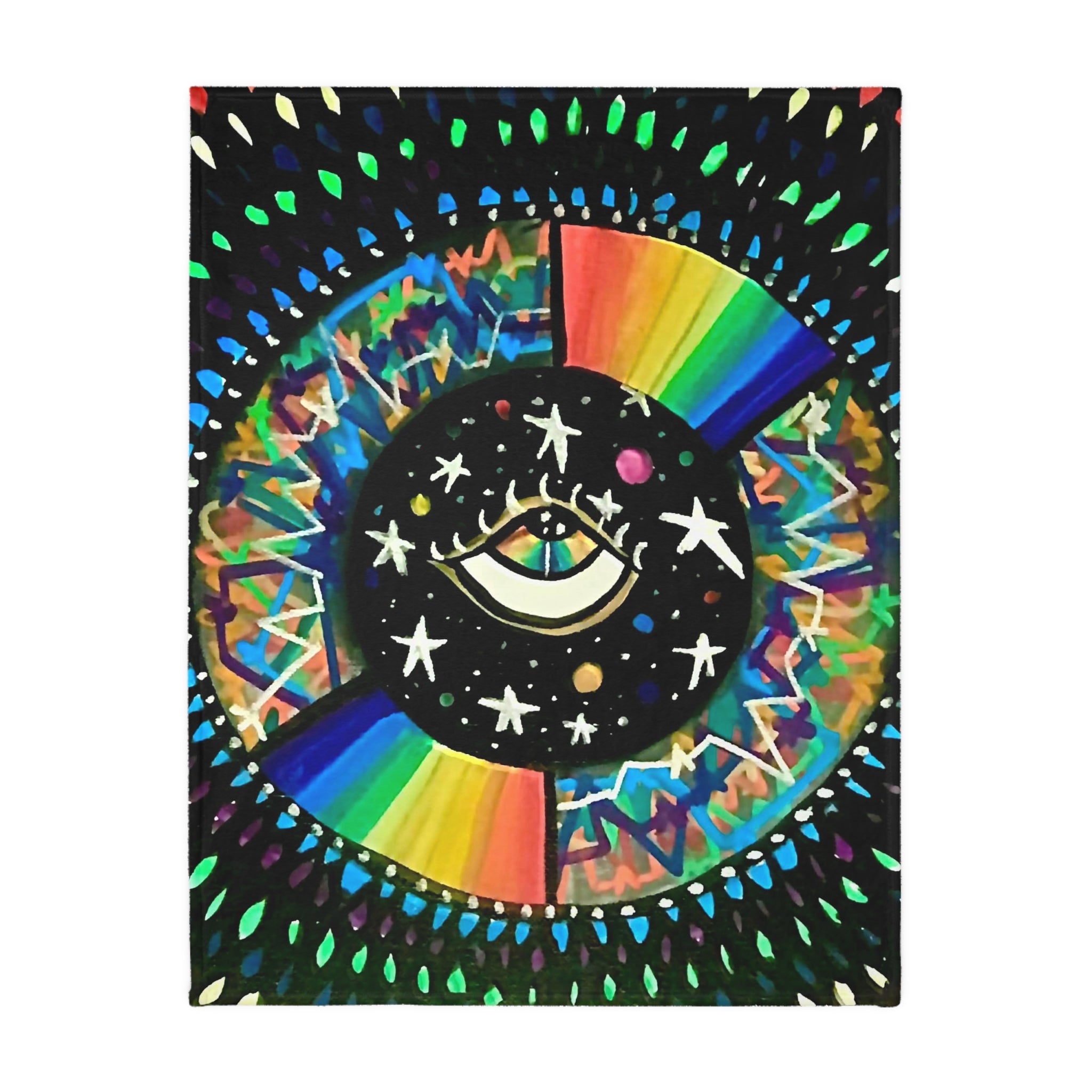"Cosmic Heartbeat Rainbow Love" — Psychedelic Cosmic Velveteen Throw