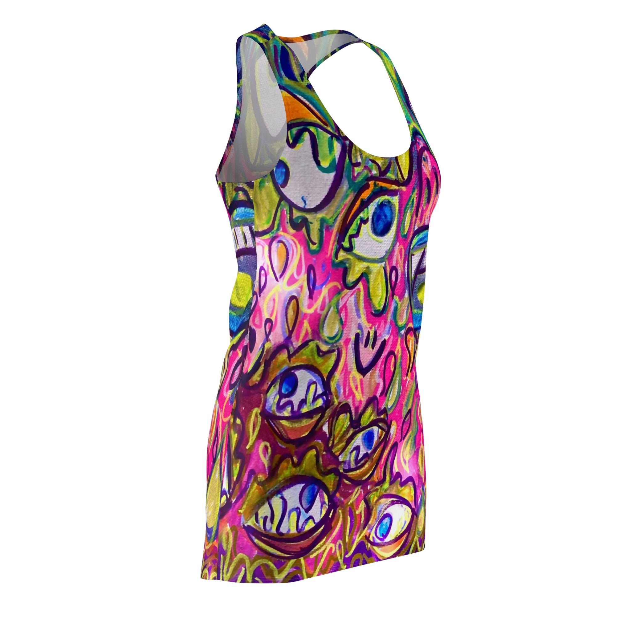 The All-Seeing Shift Racerback Dress — Colorful Abstract Art by Goddess of Electric Souls