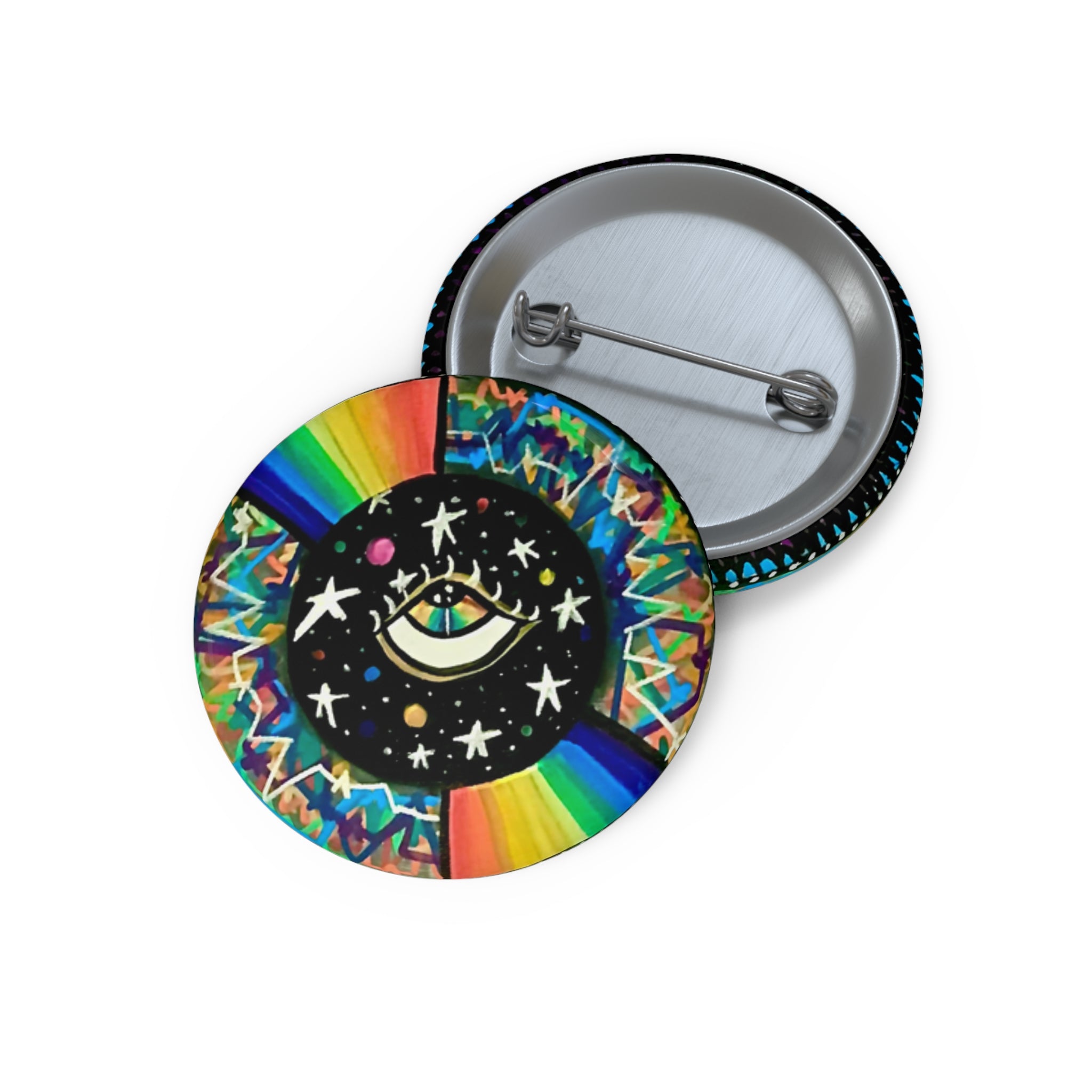 "Cosmic Heartbeat Rainbow Love" Psychedelic Pin