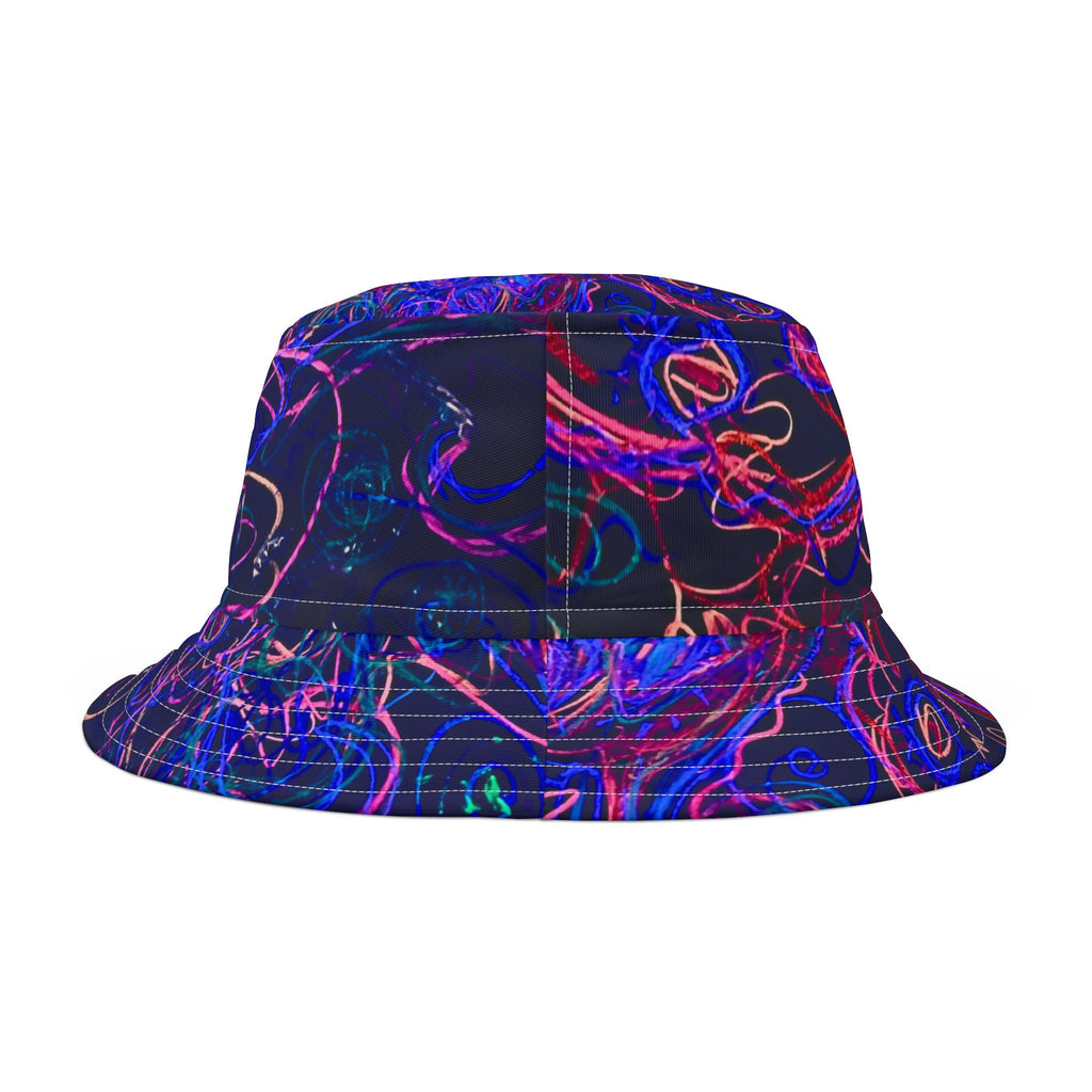 Neon "Reptile Aliens made of Light" Bucket Hat | Abstract Psychedelic Pattern