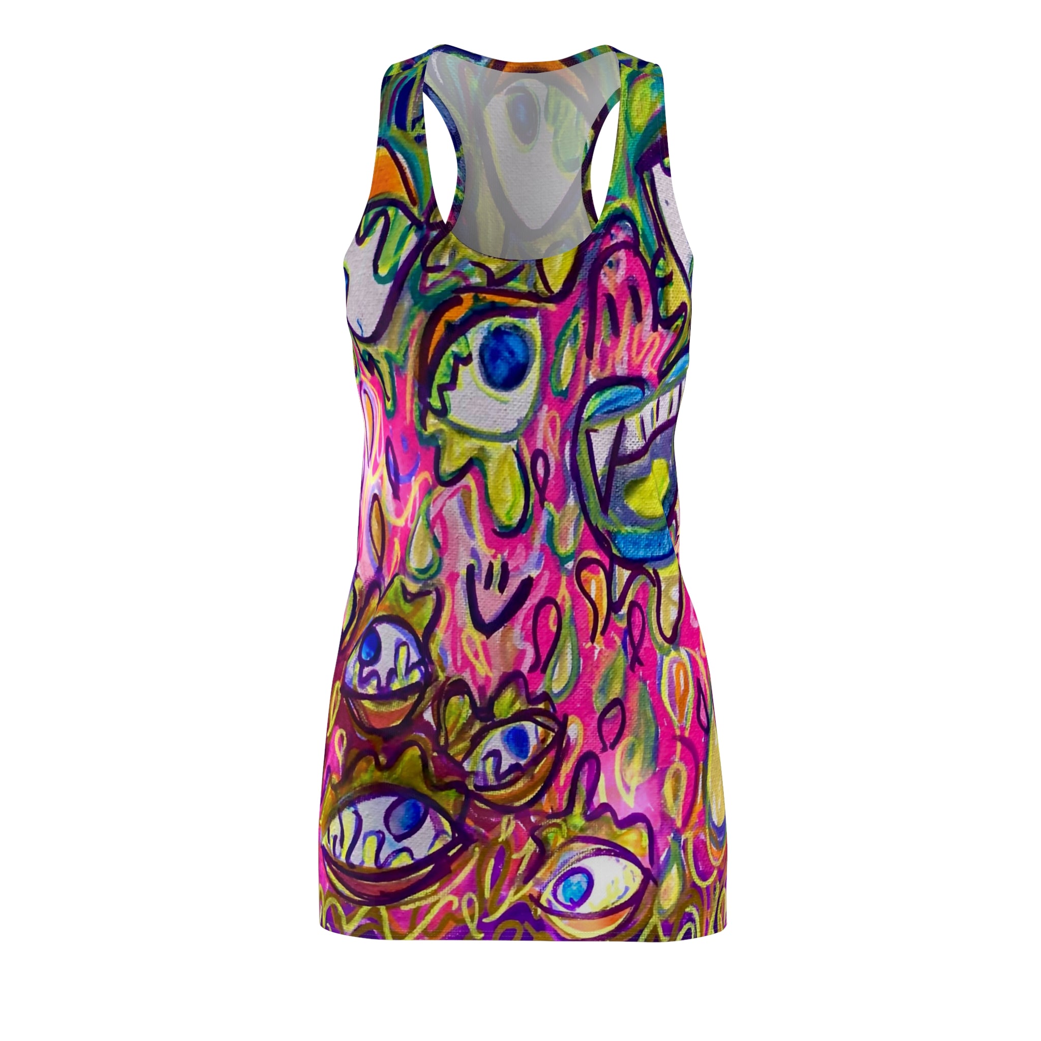 The All-Seeing Shift Racerback Dress — Colorful Abstract Art by Goddess of Electric Souls