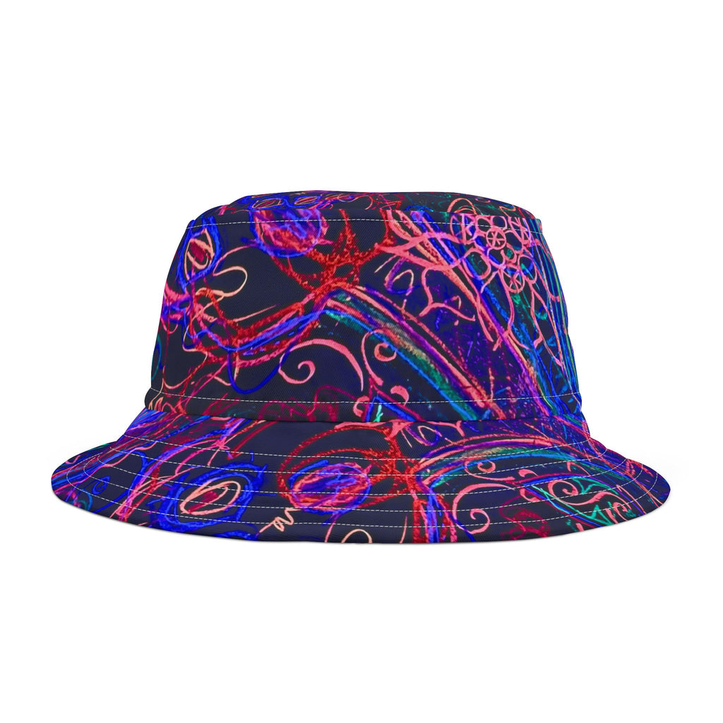 Neon "Reptile Aliens made of Light" Bucket Hat | Abstract Psychedelic Pattern