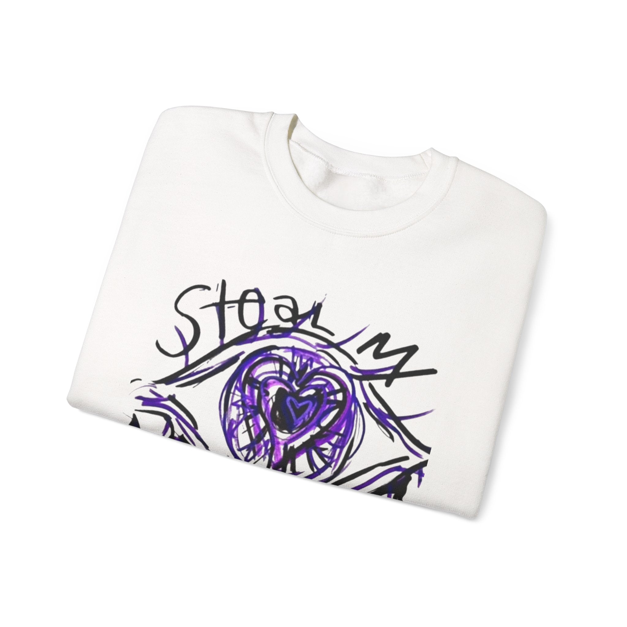 Steal my Soul sweatshirt | hand-drawn purple heart eye graphic