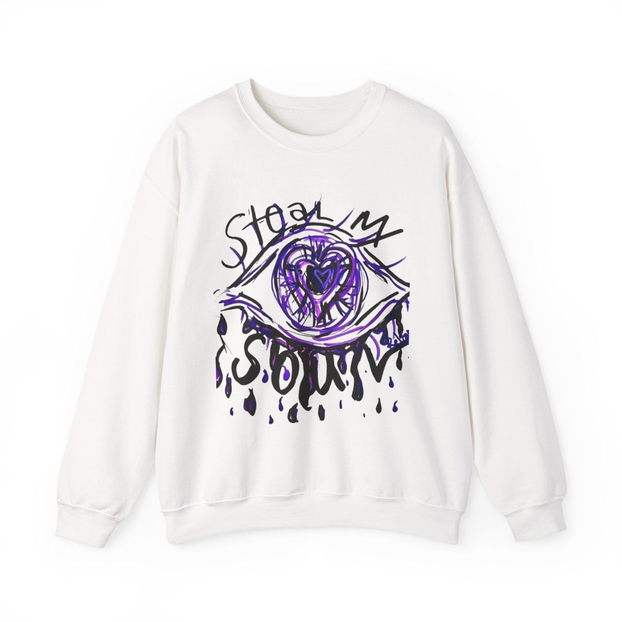 Steal my Soul sweatshirt | hand-drawn purple heart eye graphic